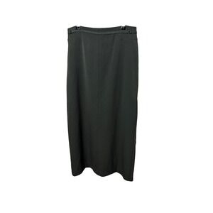 Lana Lee Womens Dark Olive Green Maxi Skirt Size 8 Career Professional Long Slit